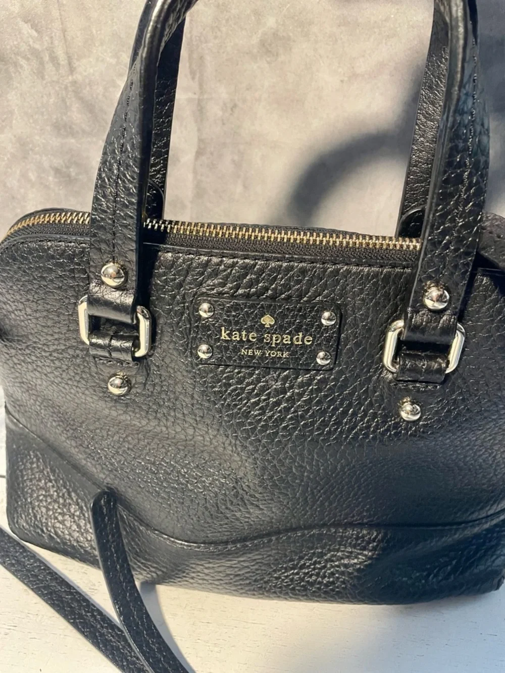 kate spade Black Pebbled Leather Satchel with Crossbody Strap - Picture 4 of 15